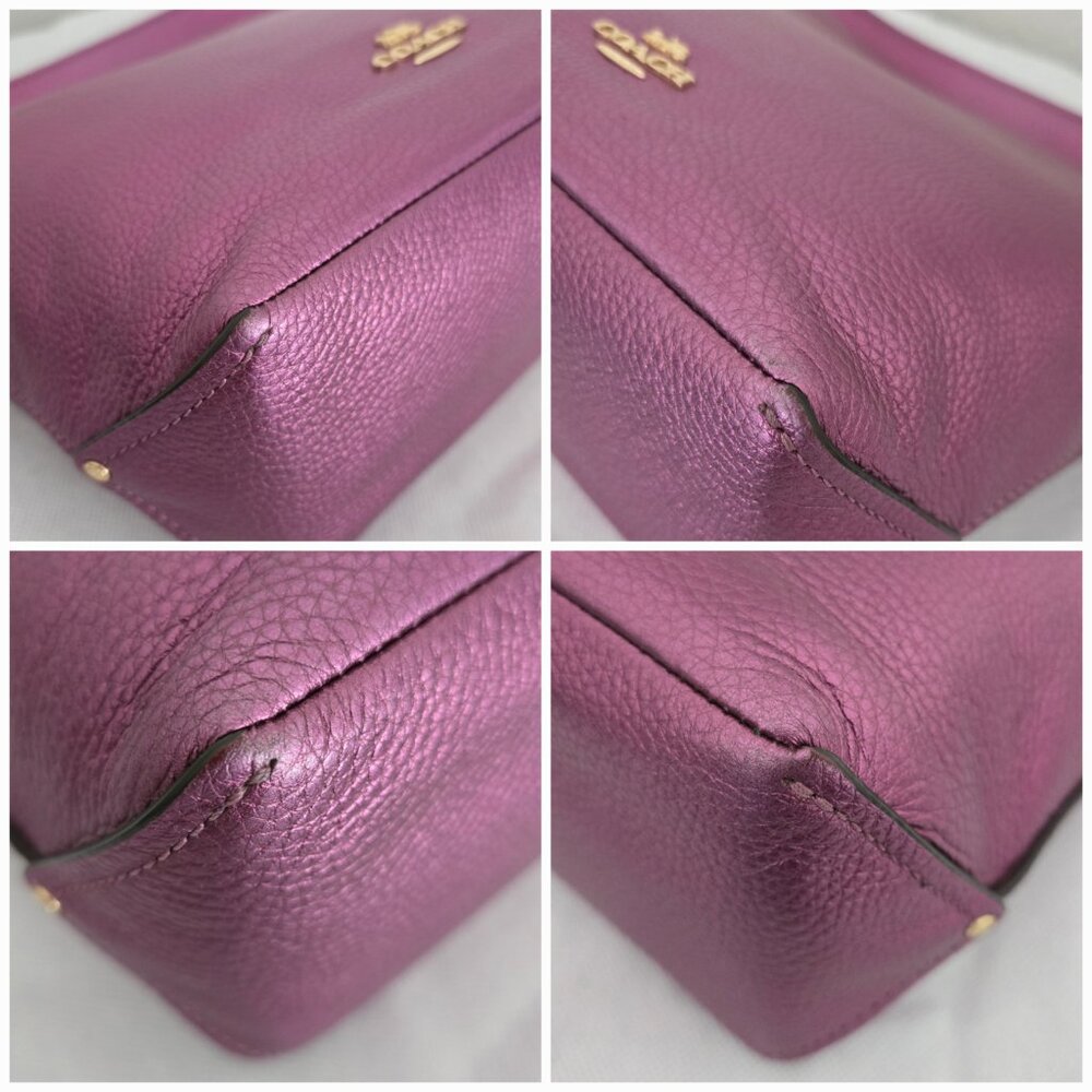 Coach Metallic Plum Leather Shoulder Bag with Gold Hardware - Picture 9 of 9